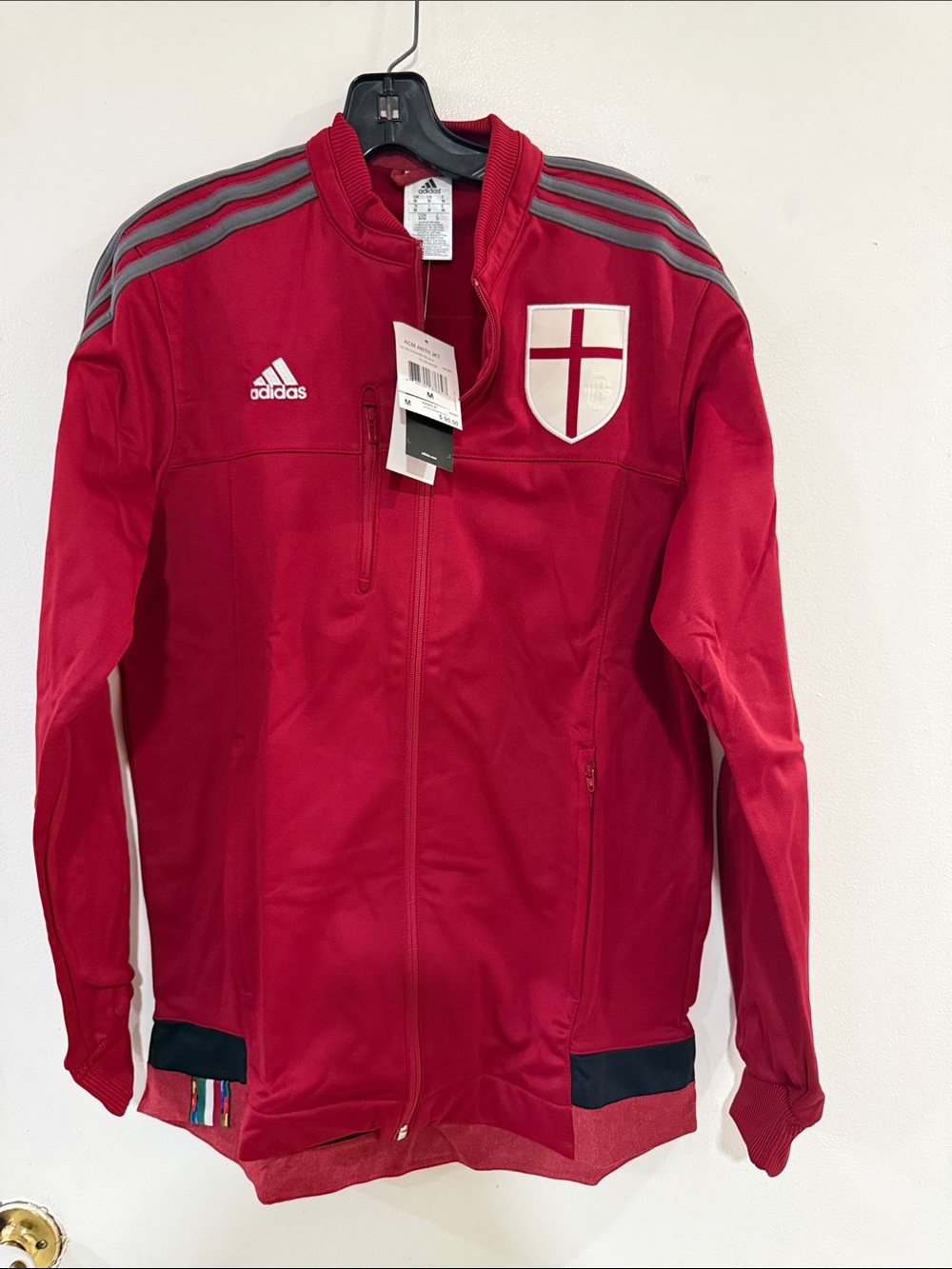 Authentic vintage adidas AC Milan Red Full-Zip Soccer Track Jacket with Crest m